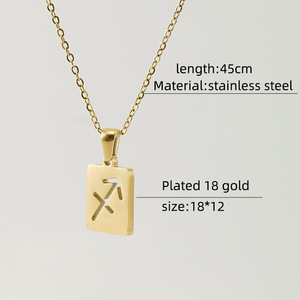 Costellazione vuoto <span class=keywords><strong>segno</strong></span> zodiacale oroscopo <span class=keywords><strong>simbolo</strong></span> oro placcato in acciaio inossidabile ciondolo gioielli alla moda girocollo collane - Product Image 2