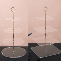 Support à gâteau classique en acrylique avec lumières LED, épaisseur 3 mm, design carré multicouche, montage facile, respectueux de l'environnement