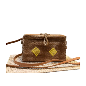 Meilleur prix Lombok boîte traditionnelle rotin Ketak tissé à la main motif tribal sac bracelet en cuir véritable artisanat indonésien en osier artisanat - Product Image 3