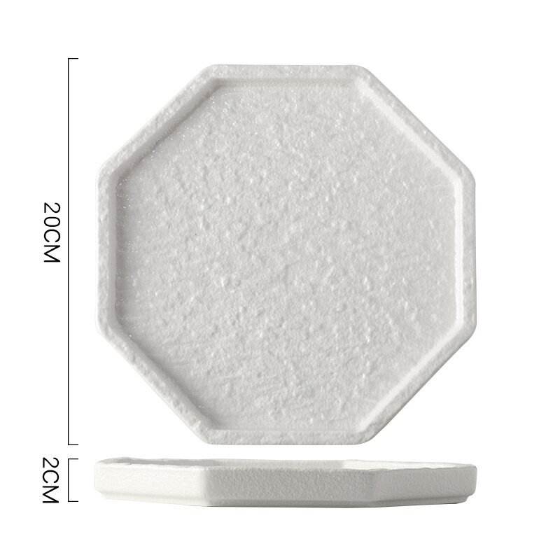 8inch eight-sided plate-rock white