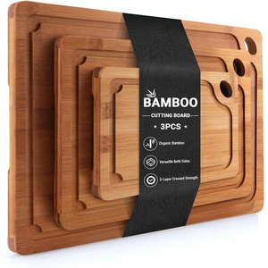Ensemble <span class=keywords><strong>de</strong></span> 3 planches à découper en bambou carbonisé sur mesure, tailles variées, planches à découper en bois durables pour la maison, la cuisine et les restaurants - Product Image 1
