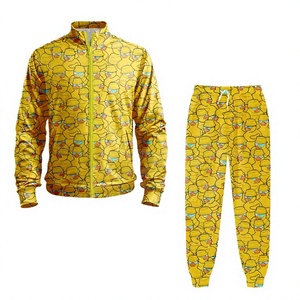 Conjunto Deportivo Unisex con Estampado de Dibujos Animados, Chaqueta con Cremallera de Manga Larga y Pantalones, Ropa Casual, Material de Poliéster Transpirable - Product Image 1