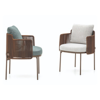 Ensemble de table à manger d'extérieur moderne en aluminium avec coussin résistant aux intempéries, mobilier de patio pour villa