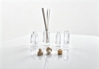 Flacon diffuseur de parfum moderne en verre transparent, vrac, 100 ml, 200 ml, vide, avec couvercles en bois et en métal