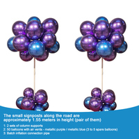 Lot de 2 colonnes de ballons auto-gonflables en forme de fleur de 1,55 m, kit de décoration de fête en latex facile à installer pour mariage, anniversaire, baby shower