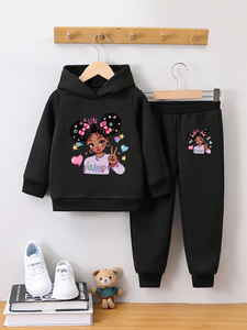 Set di Abbigliamento per Bambine con Felpa con Cappuccio e <span class=keywords><strong>Pantaloni</strong></span> Sportivi con Stampa Cartoon, Completo Autunno Inverno 2 Pezzi - Product Image 4