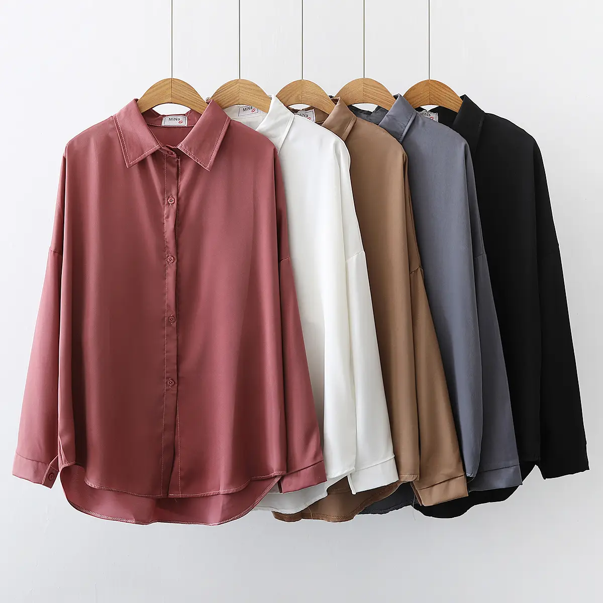 Blusas de mujer Office Lady Oversize Plus Size Tops Rosa Blanco azul manga larga 2024 primavera moda coreana camisas