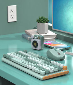 Clavier rétro Steampunk coloré et mignon avec touches rondes, souris sans fil 2,4 GHz, combo clavier-souris - Product Image 5
