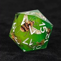 Ensemble de dés en résine à bords tranchants personnalisable de 7 pièces, dés polyédriques à motif abeille et fleur pour le jeu de société Dungeons & Dragons