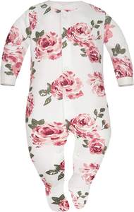 Mameluco de manga larga de algodón orgánico certificado para recién nacidos y niños pequeños Cómodo Durable Unisex Patrón de flores Ropa de bebé - Product Image 5