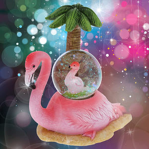 Großhandel benutzer definierte Weihnachten Tierfiguren Wasser kugel Dekor Neuheit Harz Flamingo Schneekugel Geburtstags geschenke - Product Image 5
