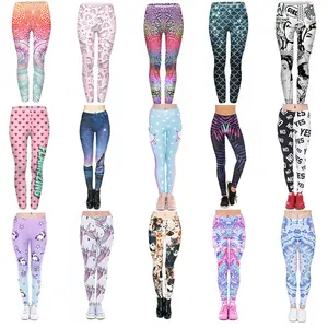 Galaxy Super Soft Brushed Leggings 3D Print Women Sexy Leggings OEM Customized Allover Printed Feather Pants High Digital Print