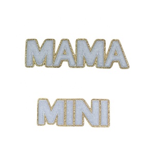 Nuovo commercio all'ingrosso oro Glitter ciniglia Mama Patch lettera di ferro personalizzato su MAMA ciniglia Patch Mini Patch ciniglia per la <span class=keywords><strong>mamma</strong></span> <span class=keywords><strong>abbigliamento</strong></span> - Product Image 1