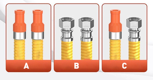 Tuyau <span class=keywords><strong>flexible</strong></span> en acier inoxydable <span class=keywords><strong>de</strong></span> 0,2 mm d'épaisseur, 1/2"M-3/8"X1/2"M-3/8"F, pour conduite <span class=keywords><strong>de</strong></span> gaz, connecteur d'appareil à gaz <span class=keywords><strong>flexible</strong></span> - Product Image 2