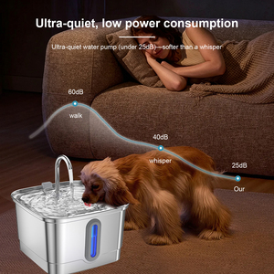 Oval Stylish Stainless Steel Pet Water Feeder Silent Running Circulation Fountain - Product Image 3