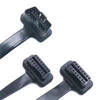 Pita datar 16P 16C 60CM 24V, profil rendah sudut kanan kabel OBDII OBD2 ekstensi diagnostik Cable1 laki-laki ke 2 perempuan untuk SETOCONT