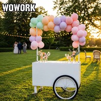 Chariot à desserts WOWORK 2026 pour fêtes de mariage, jardins, décorations personnalisées, événements extérieurs, anniversaires, avec support en verre