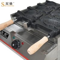 Fabricant commercial de Taiyaki et machine de casse-croûte de crème glacée gaufrier électrique en forme de poisson avec cône de gaufre de gâteau état neuf