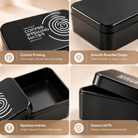 Boîte en étain noire personnalisée 110x65x32mm, conteneur en métal avec impression de logo pour emballage de café, bonbons, cadeaux