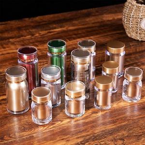 Acrylic Pill <b>Bottles</b> With Gold Lid Portable <b>Empty</b> Plastic Containers For Medicine Storage - Product Image 2