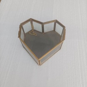Trang trí nội thất hiển thị cửa sổ hình trái tim kính hộp đồ trang sức đồng thau viền rõ ràng Jewel trường hợp - Product Image 4
