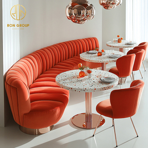 Mesa de Mármol para Cafetería, Restaurante, con Sillas, Sofá, Asientos Tipo Booth, Muebles para Cafetería - Product Image 2