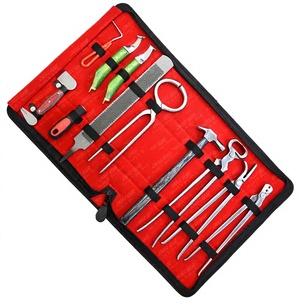 Kit d'outils de ferrage professionnel 10 pièces avec étui pour la coupe des sabots et le placage des sabots de cheval |   Marteau de fermeur, tire-clous de 13 pouces, 13 pouces - Product Image 1