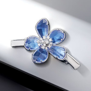 MyMuyu Blue Flower Hair Clip Crystal Petal Party Headdress Women's Hair Accessory - Product Image 4