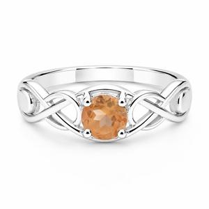 Bague en argent sterling 925 avec citrine - Pierre ronde sertie sur un anneau à nœud celtique - Product Image 1