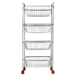PARASNATH 36 Inch 4 Shelf Square Carbon Steel <b>Vegetable</b> Fruit <b>Trolley</b> Mirror Home Storage Organization Stand-Made India - Product Image 4