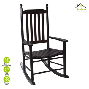Fauteuil à bascule vintage en bois de peuplier brun foncé pour adulte, chaise de loisirs en bois massif pour <span class=keywords><strong>salon</strong></span>, balcon, ou sieste des personnes âgées - Product Image 3