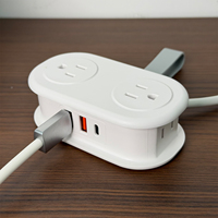 Multiprise de bureau multifonctionnelle avec chargeur rapide USB-C 2A1C, prise US, 4 prises et rallonge intégrée pour les voyages