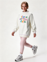 Sweat-shirt tendance pour femmes à col montant, longueur allongée, logo brodé personnalisé, chemises décontractées pour femmes