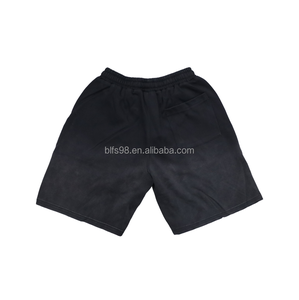Summer Customized Basic Cotton Solid Color Heavyweight 100% Cotton Custom logo Big Size Loose Sports Shorts for Men - Product Image 3