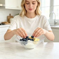 Groothandel Eco-vriendelijke Glazen Serveerschaal met Textuur, Brede Opening, Scandinavisch Design, Vaatwasserbestendig, voor Fruit, Salade en Dessert, voor Thuisgebruik