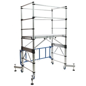 Échafaudage mobile télescopique en aluminium de style industriel Deliladder avec roues, plateforme d'échafaudage pratique pour la construction - Product Image 5