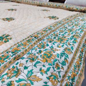 Handmade Quilt Trong Động Vật Màu Cam In Với Bông Mềm Vải Màu Xanh Màu Xanh Lá Cây Hoa Mô Hình Tự Nhiên Điền Cho Nhà Khách Sạn Đám Cưới - Product Image 5