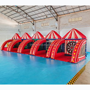 Structure gonflable de <span class=keywords><strong>cirque</strong></span> rouge de qualité commerciale, combo de jeux de carnaval 5 en 1, jeux sportifs interactifs pour la location d'événements et de fêtes - Product Image 4