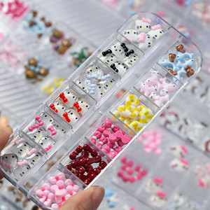 23 Estilos Disponibles, Caja de 12 Compartimentos con Surtido de Dijes de Resina de Dibujos Animados, Diseño de Gato con Lazo, Accesorios para Decoración de <span class=keywords><strong>Uñas</strong></span> DIY - Product Image 6