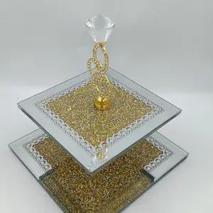 FOSUN Bestseller Umweltfreundliche Drehbare Kristallplatten Dreifach-Kreisförmige Glasplatte für Obst- und Kuchenpräsentation - für Hochzeiten und Feiern - Product Image 1