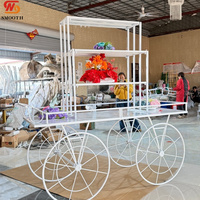 Chariot de présentation floral en métal doré personnalisé SMOOTH avec toit et roues pour mariage, fête ou baby shower