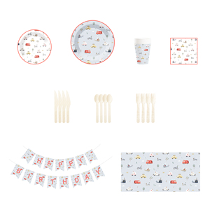 DAMAI Décorations de table personnalisées pour fête sur le thème du transport : Ensemble d'assiettes en papier Ambulance et Voiture de Police - Product Image 4