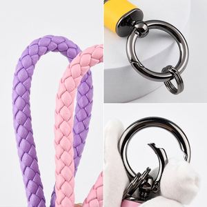 <span class=keywords><strong>Porte</strong></span>-clés en cuir tressé OEM avancé, vierge, fait main, multicolore, pour clés de voiture, avec cordon, accessoires de pendentif, vente en gros - Product Image 5