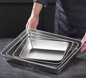 Usine en gros 304 acier inoxydable Tiramisu <span class=keywords><strong>Dessert</strong></span> couvercle plateau vente chaude plat plateau de <span class=keywords><strong>Service</strong></span> alimentaire épaissi plats assiettes - Product Image 5