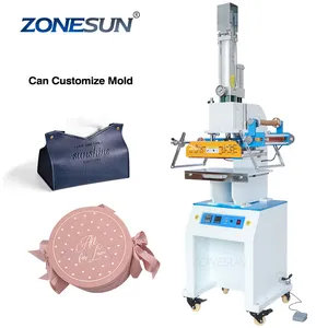 Zonesun ZY-819M2 Pneumatische Automatische Stempelen Machine Lederen Logo Rillen Machine Stamper Hoge Snelheid Kaart Embossing Machine