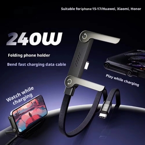 Cavo USB <span class=keywords><strong>C</strong></span> <span class=keywords><strong>2</strong></span> in 1 da 240W con Supporto Pieghevole per Telefono, Ricarica Rapida e Trasferimento Dati per iPhone 15 16 17 Pro Max, Xiaomi, Samsung - Product Image 2