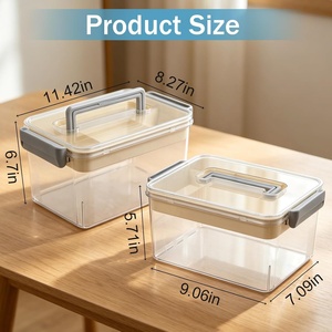 6/10/17/26L Capacity Portable PET Clear Plastic <b>Storage</b> <b>Boxes</b> Bins-Multifunctional Detachable Design for <b>Kitchen</b> Living - Product Image 4