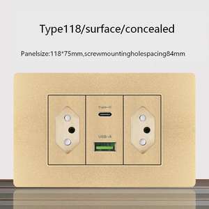 เต้ารับไฟฟ้าแบบ USB สำหรับพีซีมาตรฐานบราซิล, แผงเต้ารับไฟฟ้า, ปลั๊กไฟแบบติดผนัง 6 ขา รุ่น 118 - Product Image 4