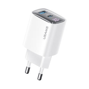 USAMS CC229 nouvel affichage numérique prise ue pd30w GaN charge super rapide <span class=keywords><strong>usb</strong></span> type <span class=keywords><strong>c</strong></span> <span class=keywords><strong>30w</strong></span> <span class=keywords><strong>chargeur</strong></span> de téléphone mural pour iphone huawei - Product Image 1
