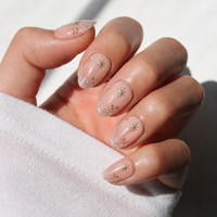 Ongles à presser de luxe effet étoile, brillants et scintillants, forme amande, 32 pièces, faux ongles manucure française pour femmes